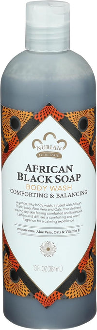 Nubian Heritage African Black Soap Body Wash For Unisex, 13 Oz